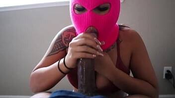 Asian in ski mask sucking big black dick on girlsasian.one