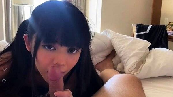 Amateur asian teen licks ass and sucks cock on girlsasian.one