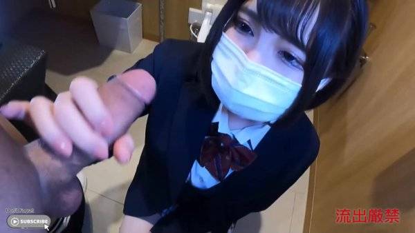 Asian schoolgirl sucked dick and got fucked in a bathroom pov - Japan on girlsasian.one